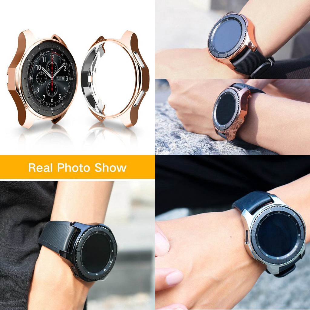 Xumu For Samsung Galaxy Watch 46mm 42mm Gear S3 Metal Watch Band Strap Soft Plating Case