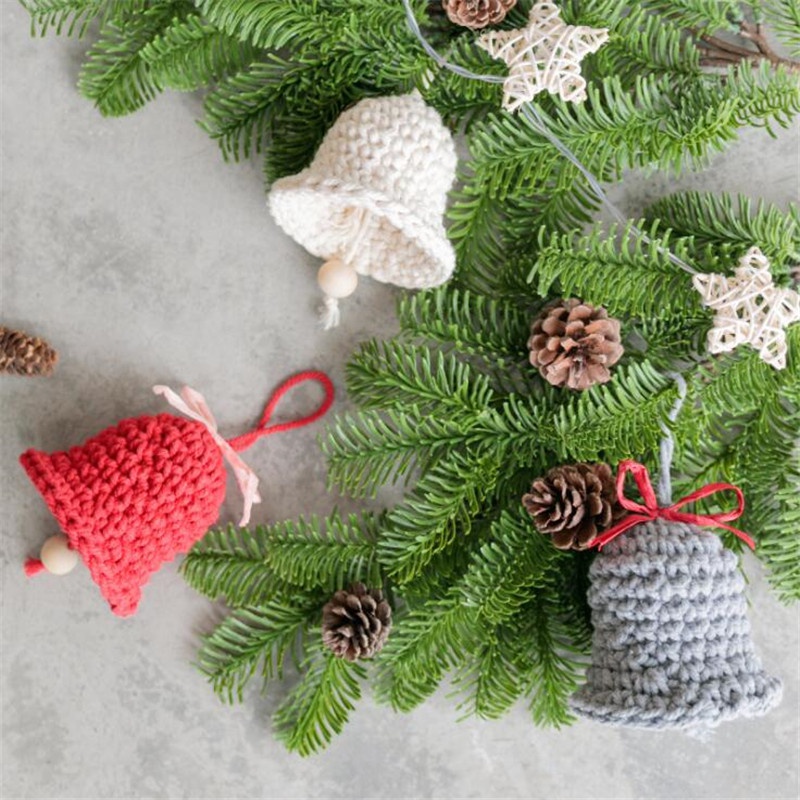 1PC Knitted Bells Handmade Hanging Decorations Crochet Bells Wind Chime Celebrate Christmas Pendant Decor Accessories
