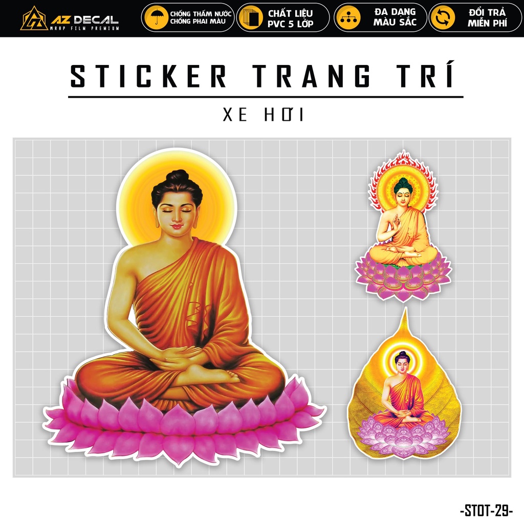Tem Dán Xe Ô Tô Phật Pháp | STOT-29 | Sticker Decal Dán Sườn Kính Lái Cản Sau Xe Hơi Oto Chống Nước Bền Màu