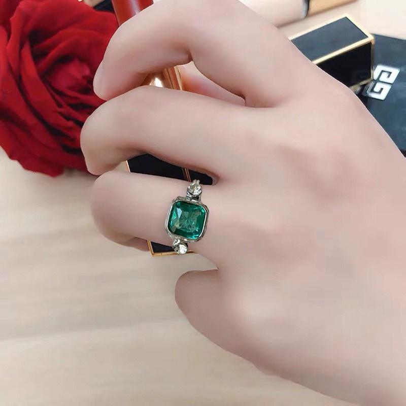 flowersqueen Nhẫn Đính Đá Saphire Thời Trang Cho Nữ