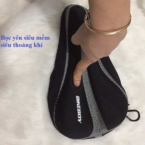 Bọc yên xe đạp thể thao mềm nhẹ êm mông thoáng khí tặng kèm bọc che mưa yên xe
