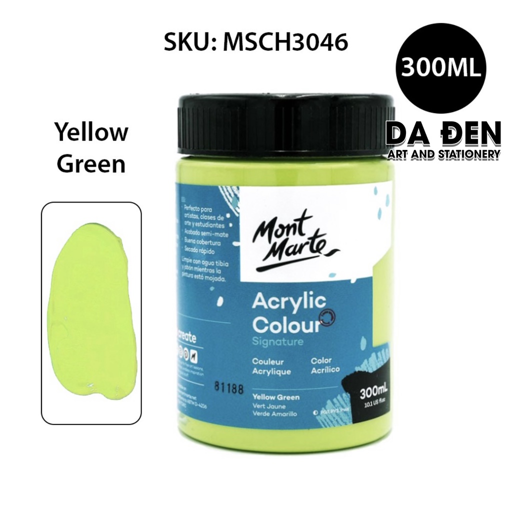 [DA ĐEN] Màu Mont Marte Signature Acrylic Colour 300ml (10.1-oz) - Yellow Green