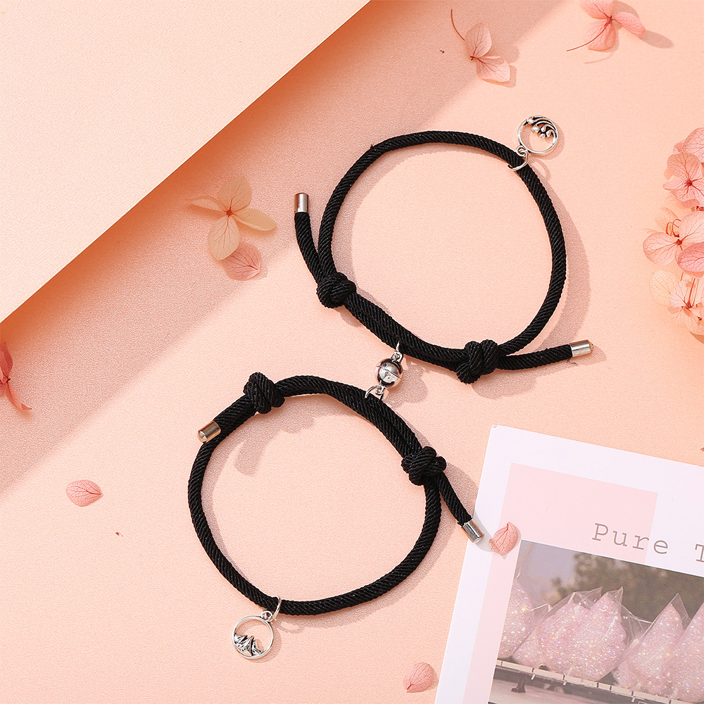 Set 2 Vòng Tay Dây Bện Mặt Sư Tử Nhỏ Dễ Điều Chỉnh Cho Cặp Đôi