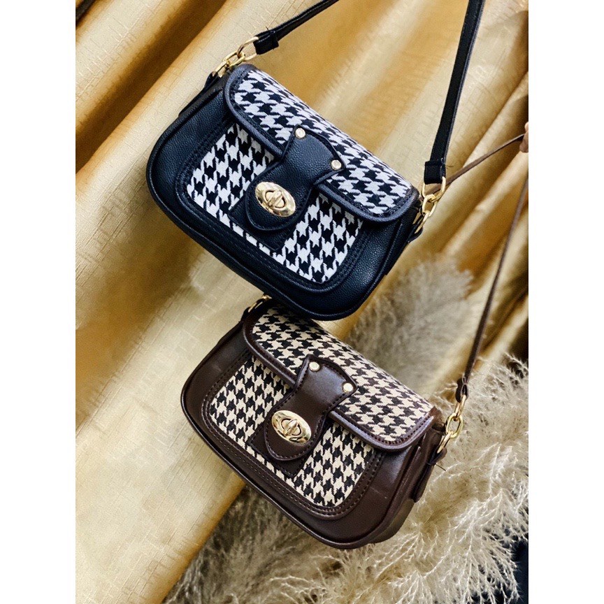 Túi Xách Nữ Đeo ChéoLinh Store Đeo Vai Kẻ Dạ Khóa Xoay Thời Trang SPB 88