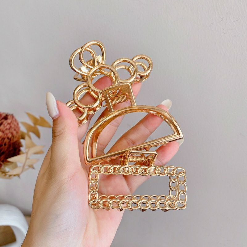 Kẹp Tóc Kim Loại Màu Mạ Vàng Kiểu Dáng Thanh Lịch Dành Cho Nữ