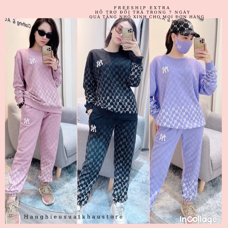 Bộ Nỉ MLB nam nữ monogram thời trang