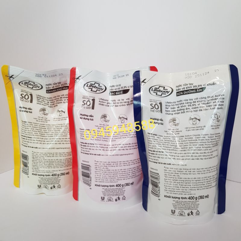 Nước rửa tay Lifebuoy túi 400g