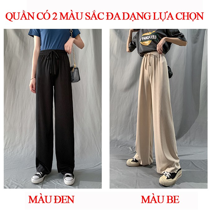 Quần ống rộng lưng cao chất đũi vải mềm mịn buộc dây thời trang TTS Ảnh thật | BigBuy360 - bigbuy360.vn