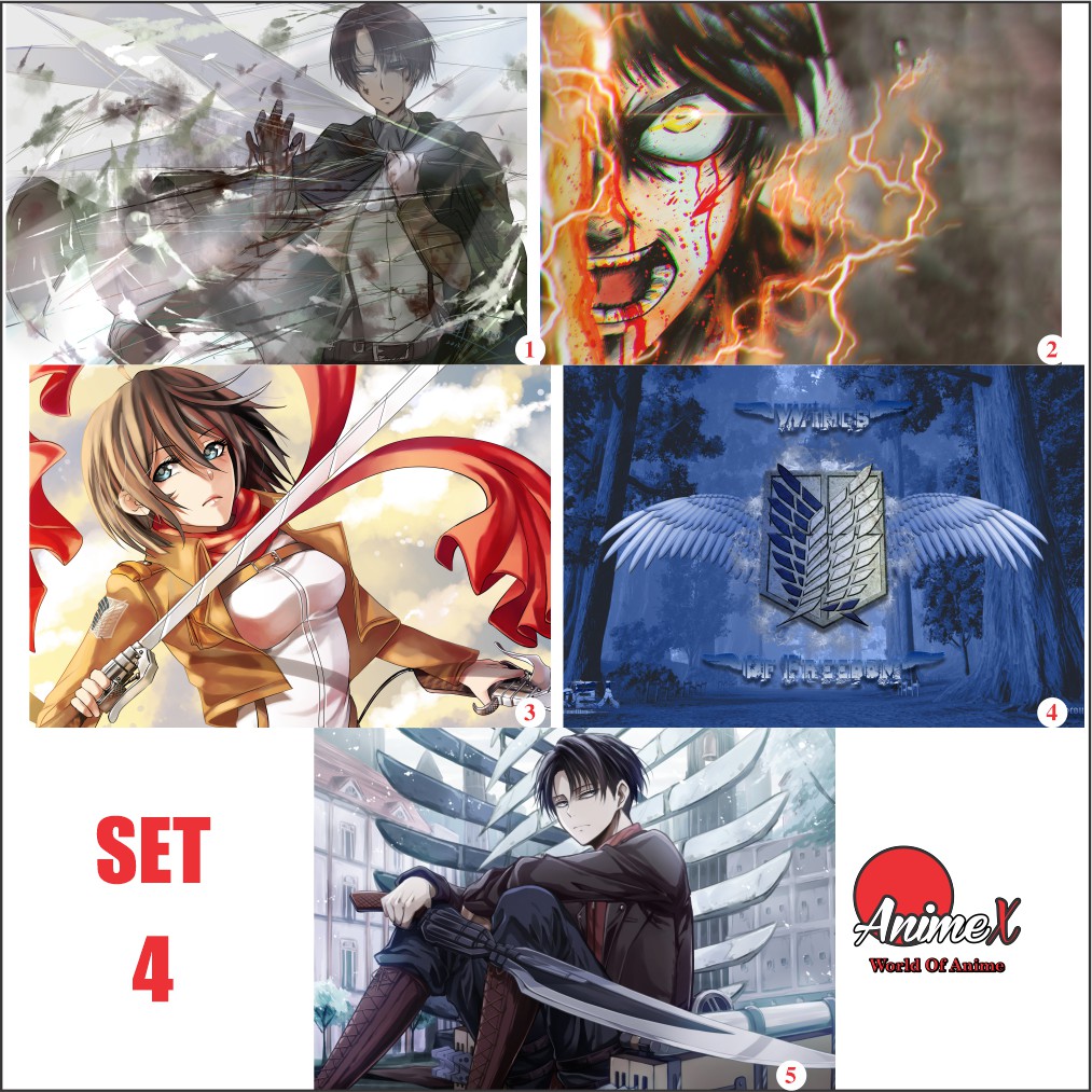 Set 5 Tấm Poster A3 Anime Attack On Titan - Đại Chiến Người Khổng Lồ - Shingeki no Kyojin - Áp Phích Dán Tường By AnimeX