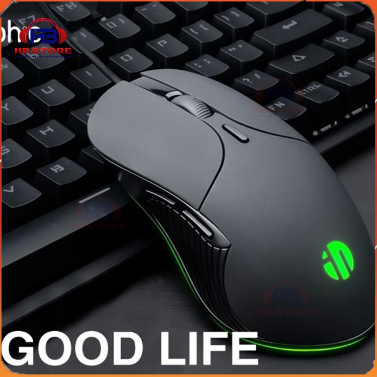 Chuột gaming có dây inphic PB1P bấm im lặng, Chuột máy tính gaming có led độ nhạy 4000DPI