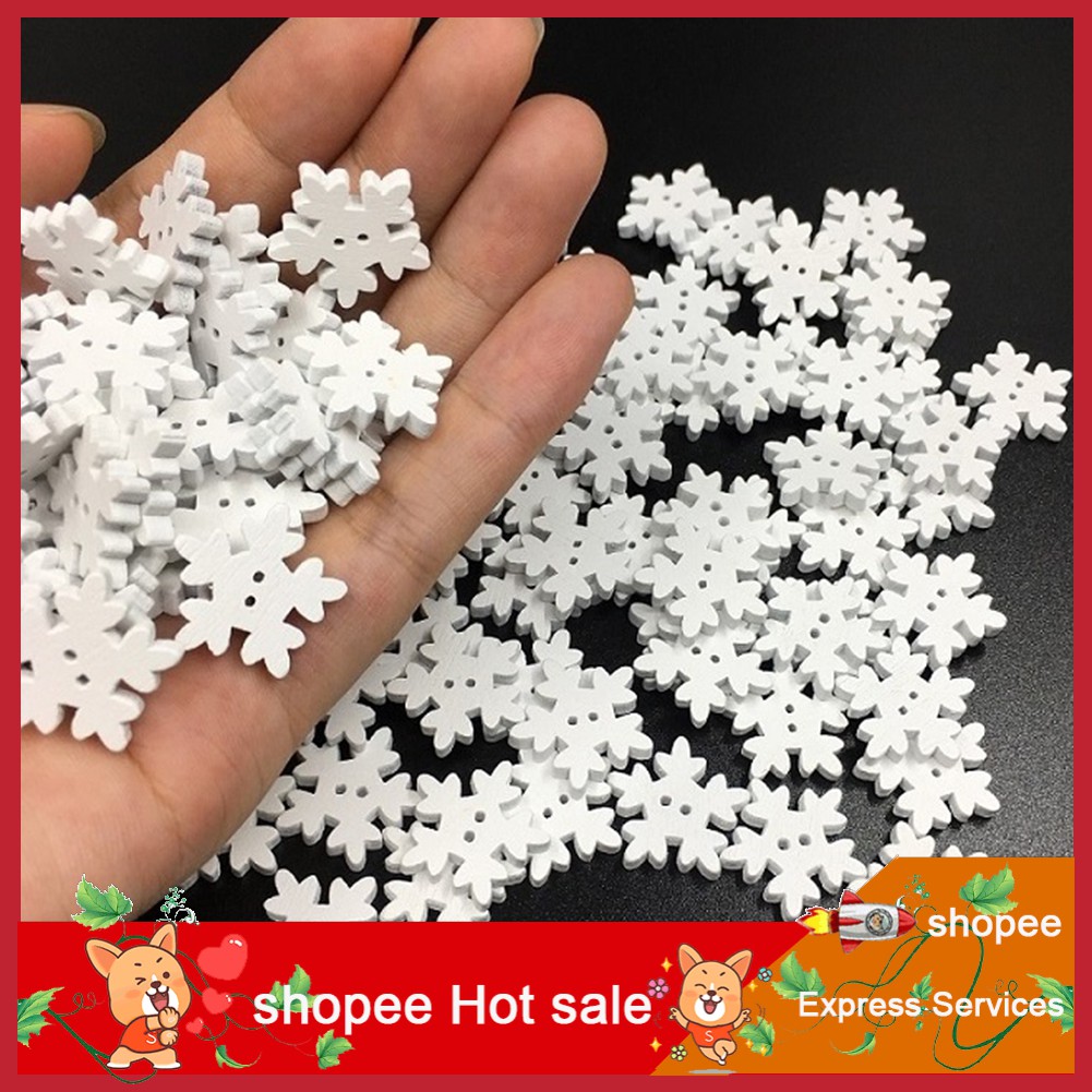 Set 100 Bông Tuyết 1.7cm Bằng Gỗ Dùng Để Trang Trí Cây Thông Noel Tiện Dụng