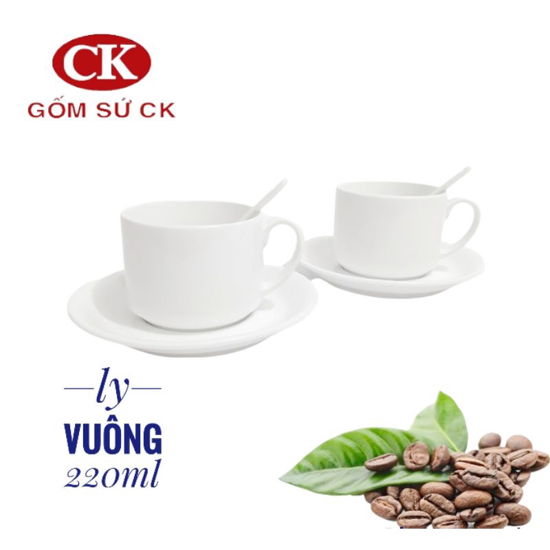 Set tách cafe hàng CK cao cấp kèm muỗng và dĩa kê 180ml, 220ml