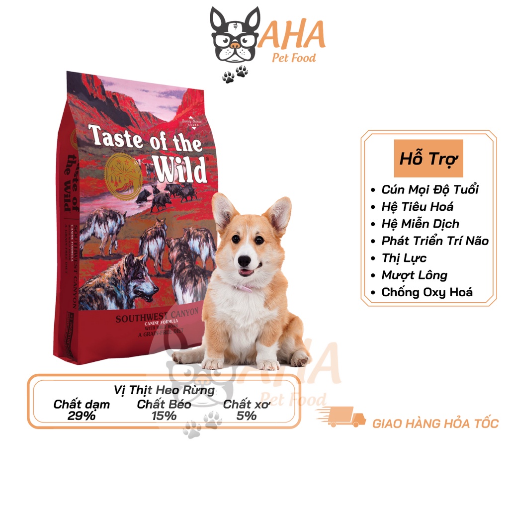 Thức Ăn Cho Chó Corgi,  Taste Of The Wild Bao 2kg - Thức Ăn Cho Chó, Vị Thịt Heo Rừng, Trái Cây Rau Củ Quả