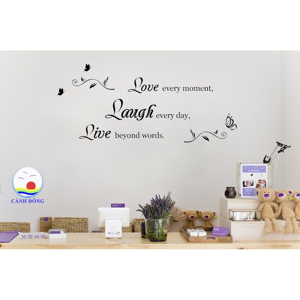 Giấy dán tường chữ LOVE - LAUGH - LIVE Ý NGHĨA