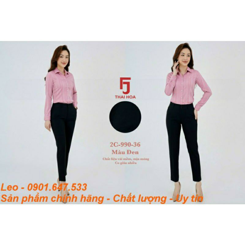 Quần tây Thái Hoà 9 tấc lưng cao 2 ly chìm vải mỏng nhẹ 2C-990