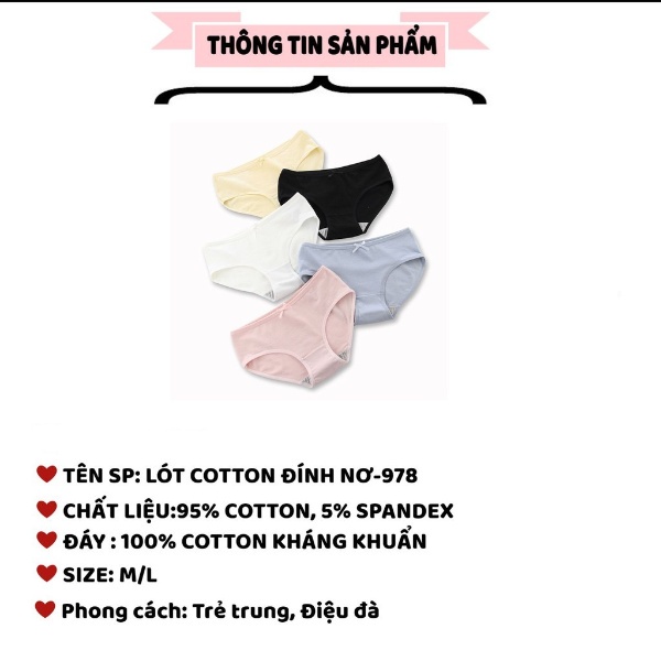 Quần Lót Nữ Cotton 100% kháng khuẩn thoáng mát đính nơ xinh siêu tôn dáng mẫu 978 | BigBuy360 - bigbuy360.vn