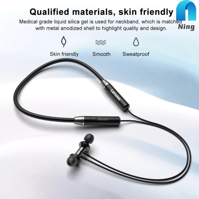 Tai nghe đeo cổ không dây bluetooth 5.0 âm thanh nổi từ tính ipx5 chống nước Lenovo he05