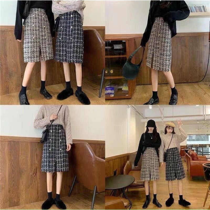 Chân váy dạ kẻ dáng dài QC loại 1 | BigBuy360 - bigbuy360.vn