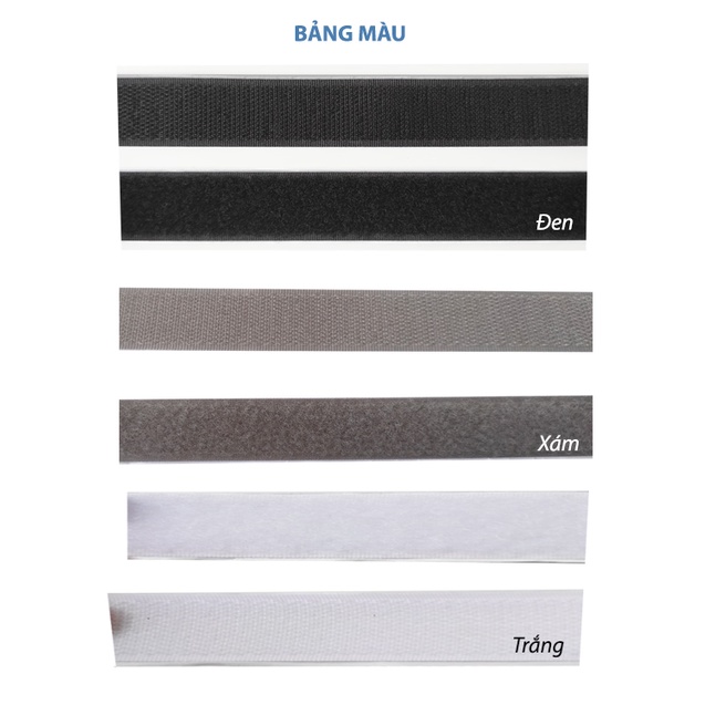 Miếng dán xé có keo bản 2.5cm, velcro tape/ khóa nhám  màu xám, đen, trắng