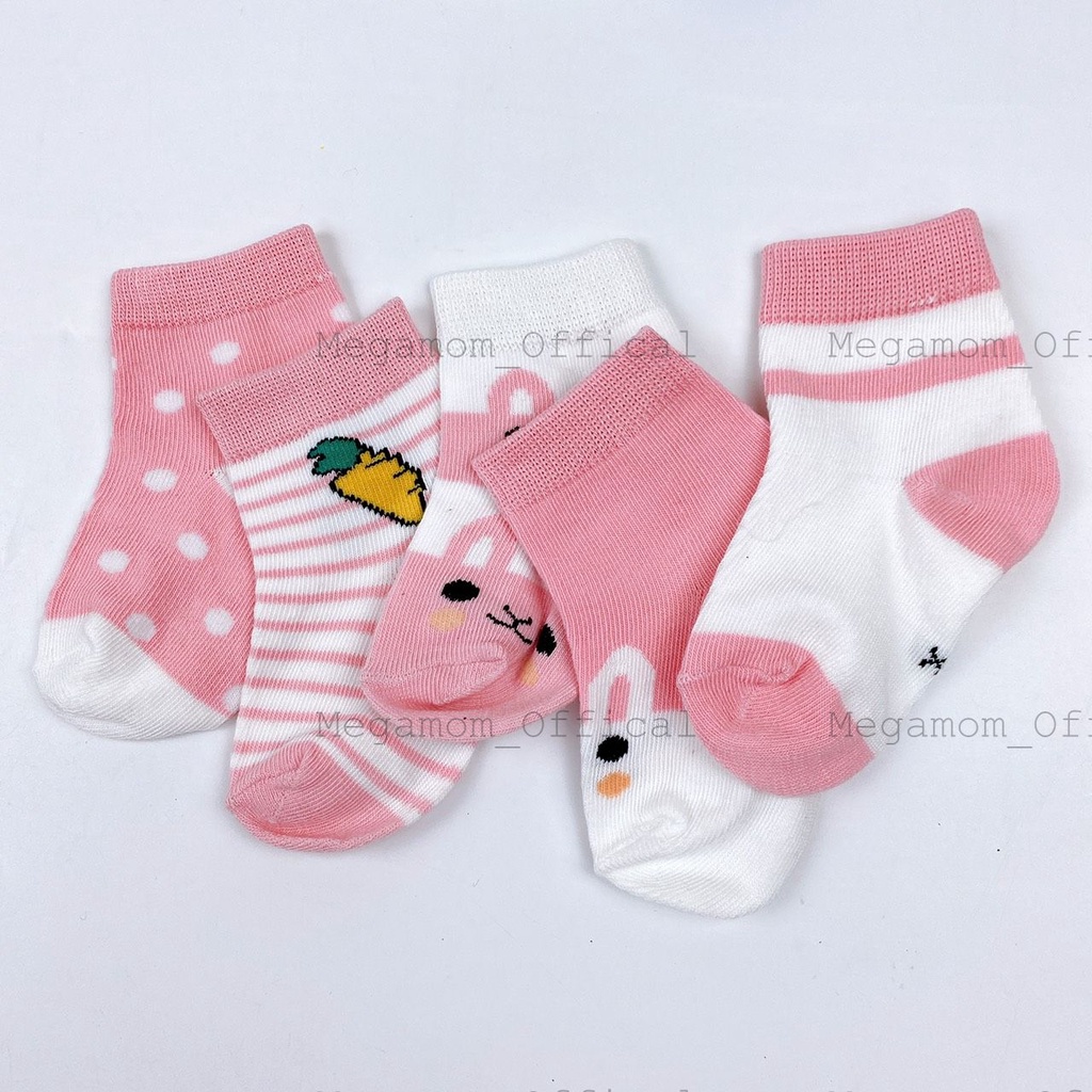 Set 5 đôi tất cho bé, tất cotton, vớ cho bé từ 0-3 tuồi