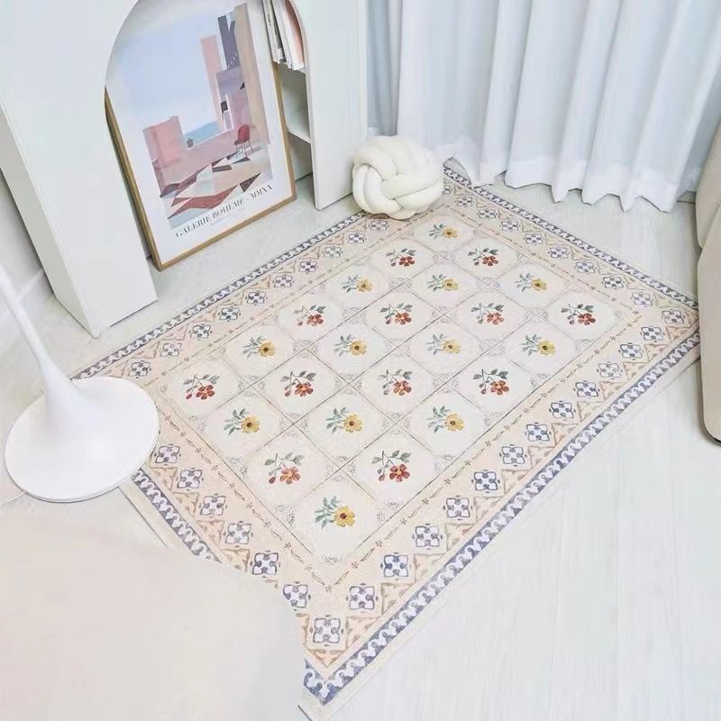 Thảm Lông Cừu Trải Sàn Phòng Khách / Ngủ / Sô Pha Hình Hoa Kiểu Pháp Hiện Đại Phong Cách Mới 2022