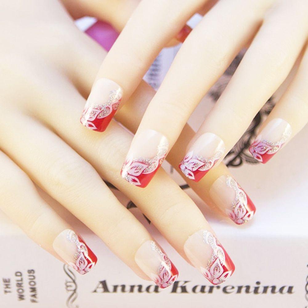 Set 24 Móng Tay Giả Acrylic Thời Trang Kiểu Pháp