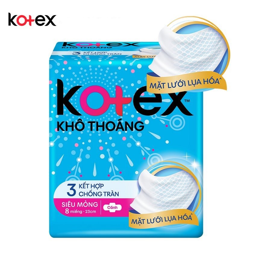 Băng vệ sinh Kotex Khô thoáng siêu mỏng cánh 23cm 8 miếng