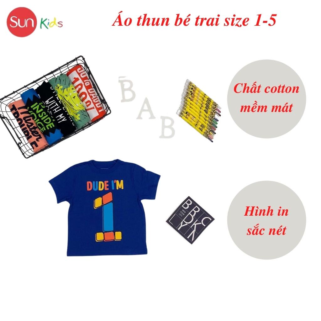 Áo thun bé trai xuất xịn, áo phông cho bé trai, chất cotton, size 1-5 tuổi - SUNKIDS