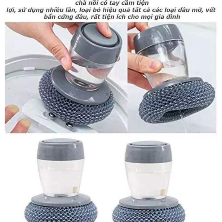 Dụng cụ cọ rửa đa năng, cọ xong nồi, rửa bát đĩa có bình chứa tiện lợi