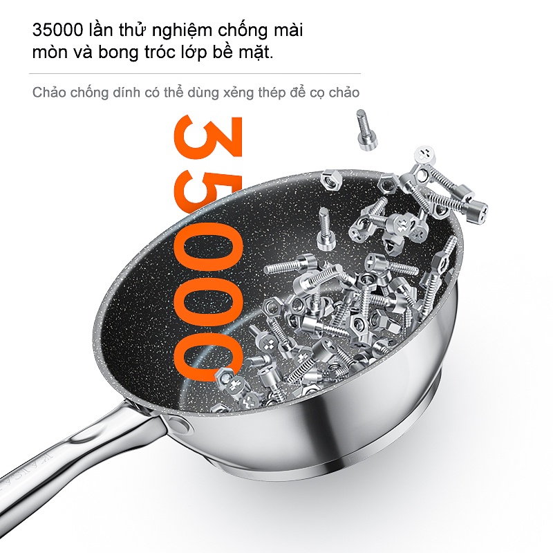 Kaisa Villa bộ nồi inox Đức Bộ nồi 6 món cao cấp inox chảo chiên Nồi súp Chảo sữa ấm đun nước dùng được cho bếp từ