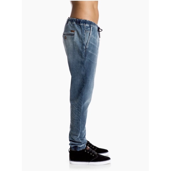Quần Jeans Bò Nam Bụi Bặm Dáng Jogger Bo Ống Lưng Chun Phối Dây Rút QUIKSLIVER Hàng Xuất Dư Xịn Cao Cấp Rất Nặng Tay Q02