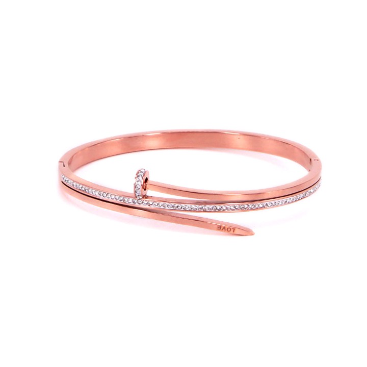 Vòng tay nữ titan cao cấp hình cây đinh đính đá siêu đẹp, bền màu, hợp thời trang