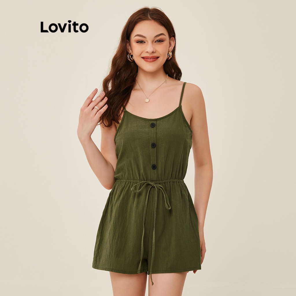 Lovito Bộ Áo Liền Quần L20D265 Màu Xanh Lá
