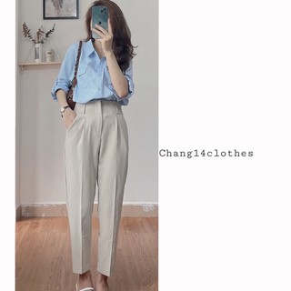 Quần tây âu nữ  baggy vải màu kèm đai chất kate hàn cao cấp (kèm đai) sẵn(602)