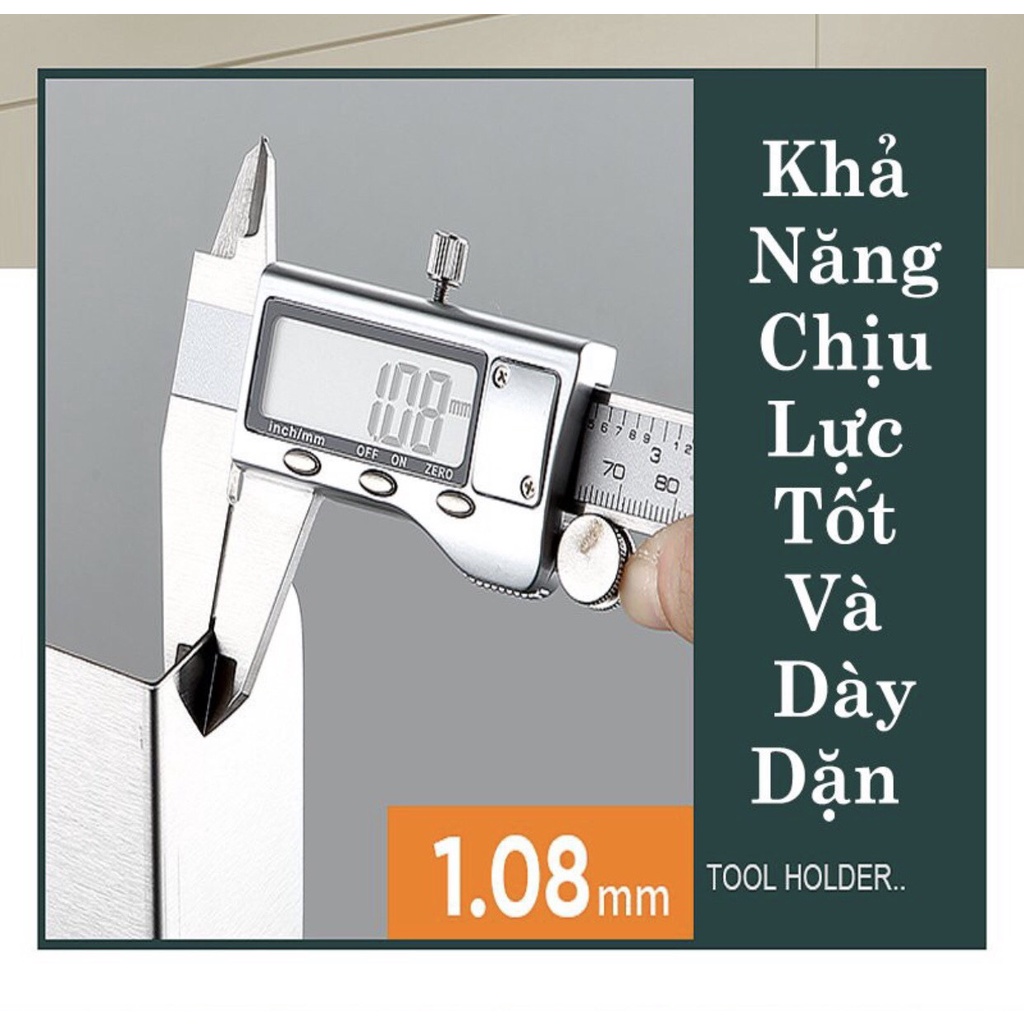 Kệ Để Dao Thớt InoxDán Tường, Giá Để Đồ Dùng Nhà Bếp Đa Năng Chất Liệu INOX Không Gỉ