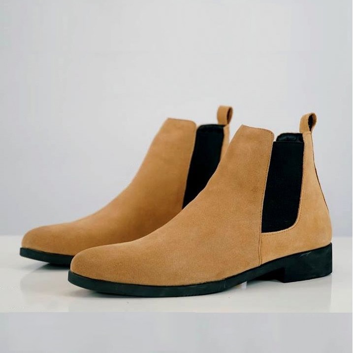 Chelsea boots thời trang nam chất liệu da lộn đế crepe tăng chiều cao 3cm | BigBuy360 - bigbuy360.vn