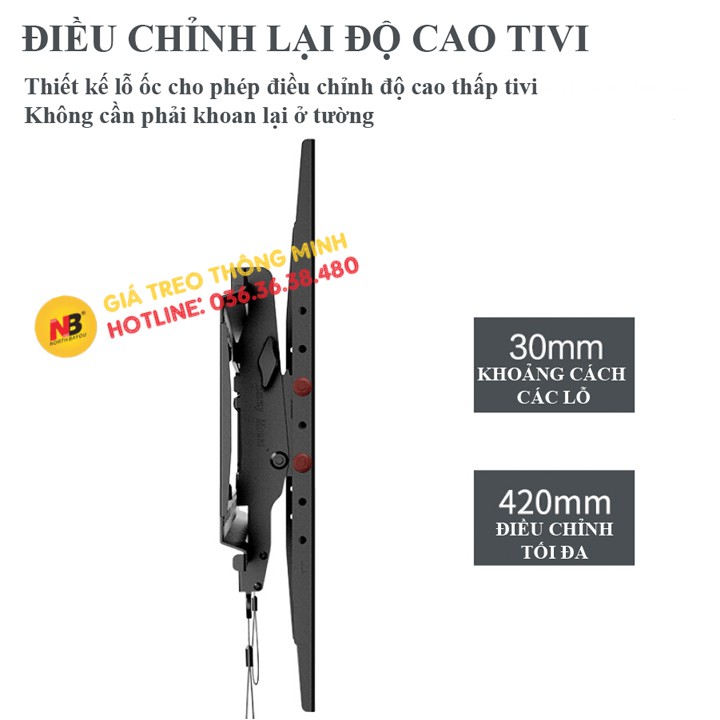 Giá Treo Tivi Gật Gù NB DF70T 50 – 85 Inch - Điều Chỉnh Góc Nghiêng Tivi 12 Độ