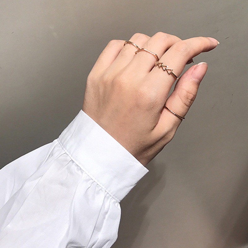 Bộ 4 nhẫn đeo đốt ngón tay mạ vàng thời trang cho nữ