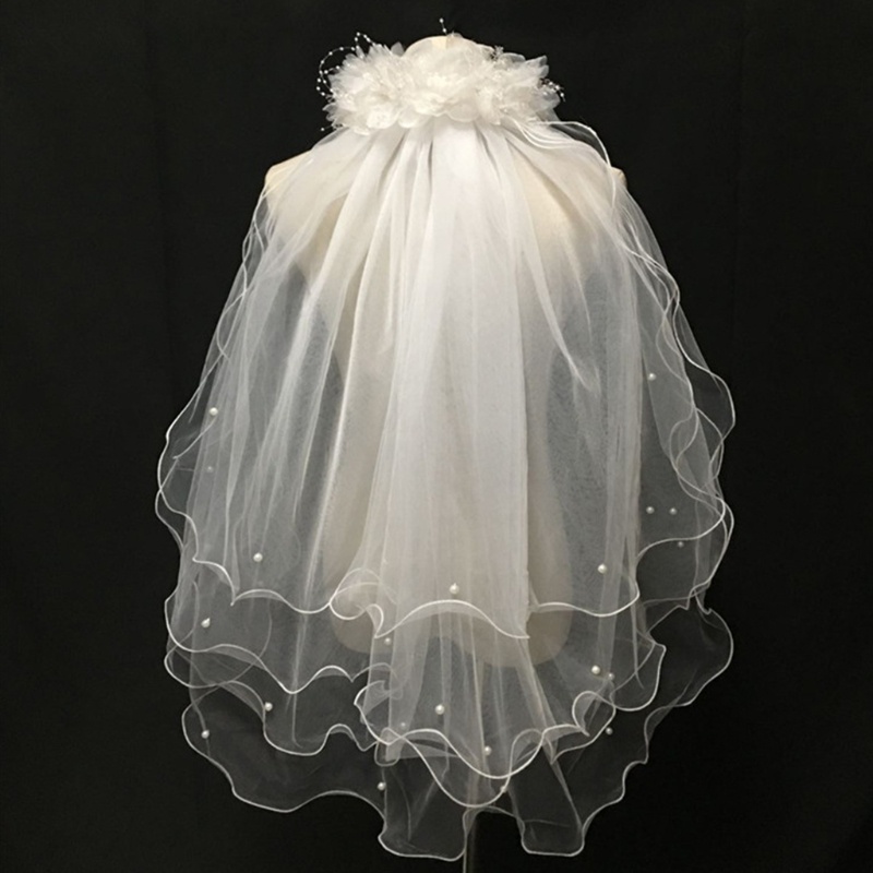 Cài Tóc Nhiều Lớp Đính Hạt Ngọc Trai Và Hoa Trắng Cho Cô Dâu