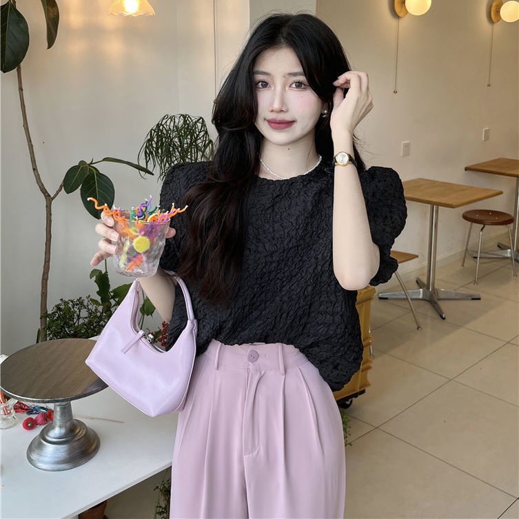 B&amp;G Áo Kiểu Tay Phồng Xếp Ly Phong Cách Pháp Thời Trang Mới Cho Nữ Áo phông Nữ JL-TX-156 2022