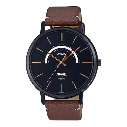 Đồng hồ nam Casio MTP-B105BL-1A dây da thật, chống nước 50m, size 43mm, hàng chính hãng