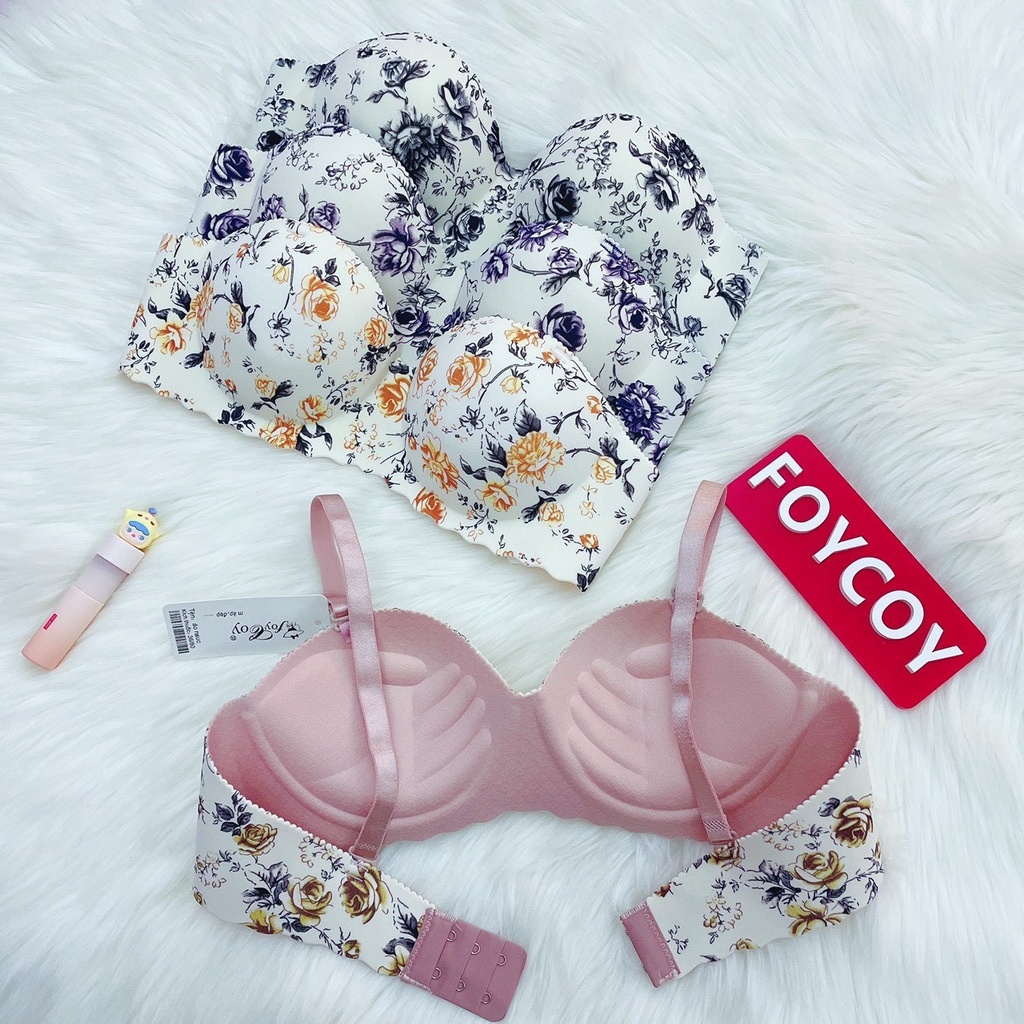 Sale 50% Áo ngực su non thong hơi cup ngang hoa nhí