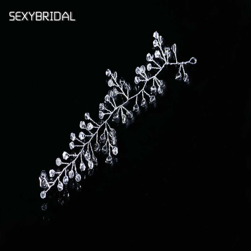 Phụ kiện gắn trang trí tóc cô dâu kết pha lê lấp lánh thanh lịch