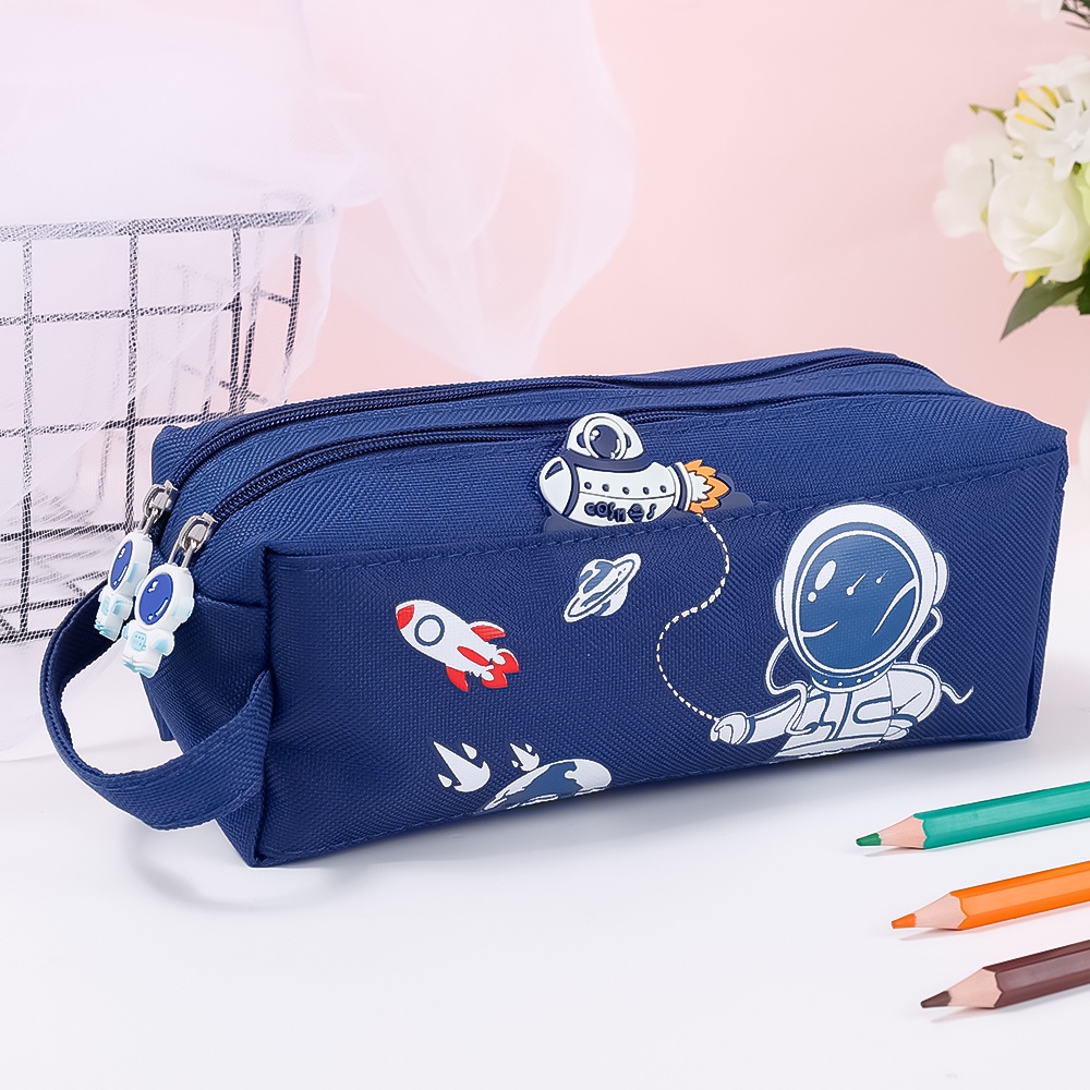 1 Túi Đựng Bút Bằng Vải Canvas Hình Phi Hành Gia Hoạt Hình Đáng Yêu