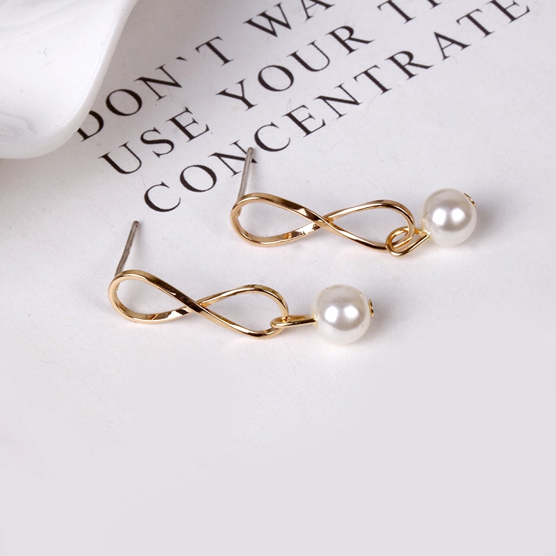 Khuyên tai mạ bạc 925 đính hạt ngọc trai giả thời trang đơn giản nữ tính