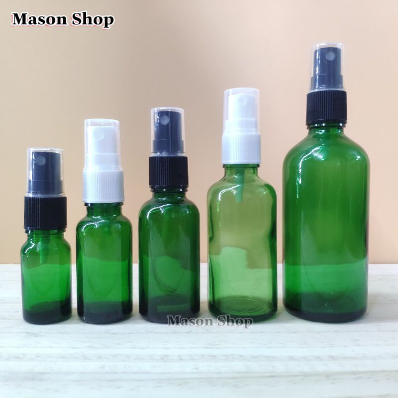 CHAI XỊT PHUN SƯƠNG THỦY TINH 10ml 20ml 30ml 50ml 100mlVỎ BÌNH CHAI LỌ CHIẾT MỸ PHẨM XANH DƯƠNG/ XANH LÁ nhỏ dạng XỊT