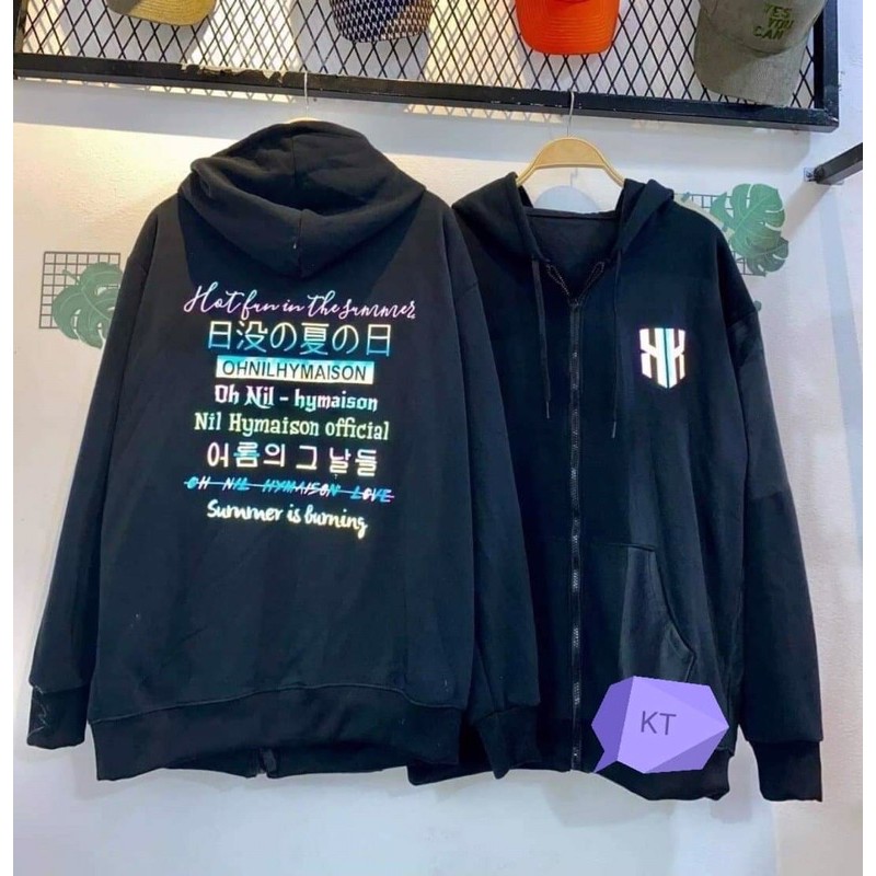 áo khoá hoddie chữ hàn mũ 2 lớp | BigBuy360 - bigbuy360.vn