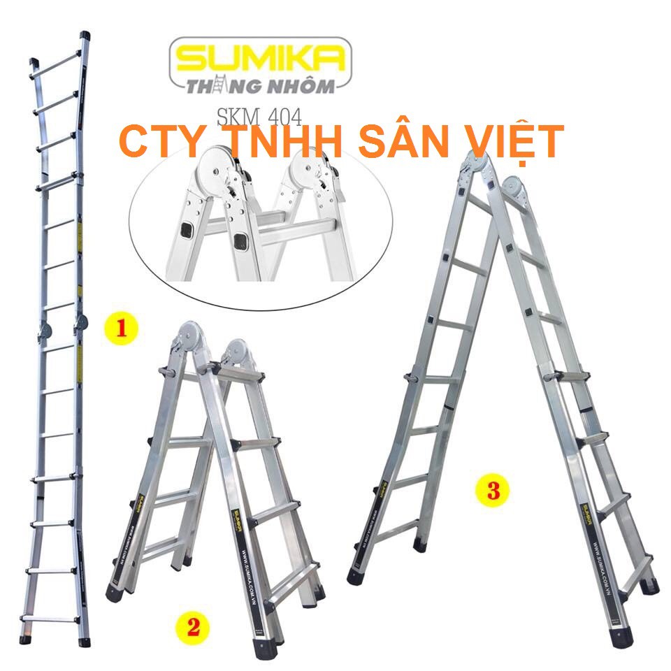 SKM404 Thang nhôm vừa rút vừa gấp chữ A đa năng Sumika SKM-404 - DUỖI I 4 mét - SKM-404 thang tiện lợi