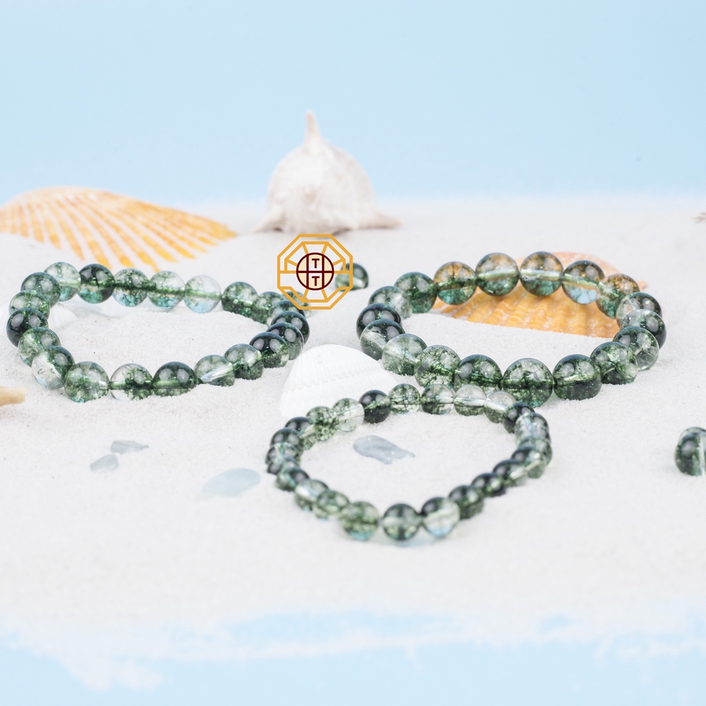 Vòng Tay Phong Thuỷ Đá Ưu Linhh Rêu Tự nhiên [TẶNG HỘP GỖ] nữ mệnh Mộc Hoả - Phong Thủy Tây Tạng