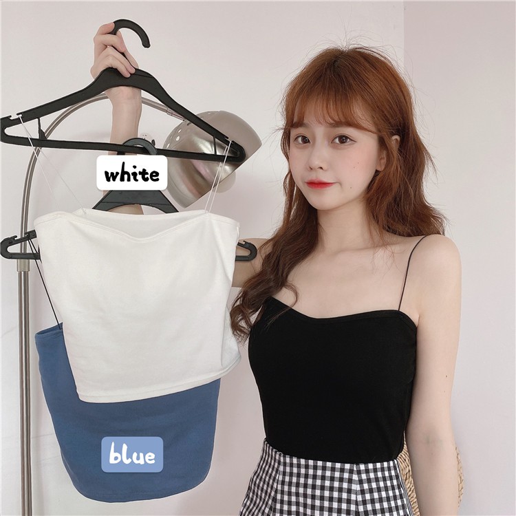 Áo Croptop hai dây quai mãnh có mút mỏng nhẹ nâng ngực, thun co giãn thoáng mát, mặc lót trong áo vest hoặc mặc đi biển | BigBuy360 - bigbuy360.vn